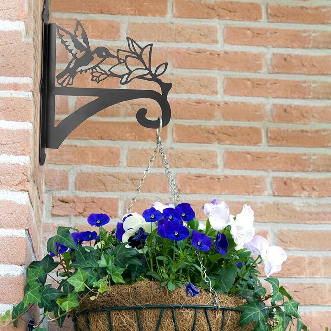 ATKKE Hanging Plant Bracket Hangers Indoor Iron Wall Mount,11??Hummingbird Silhouette Ornamental Iron Hangers Hookers for Flower Pot Lantern Bird Feeder Wind Chimes