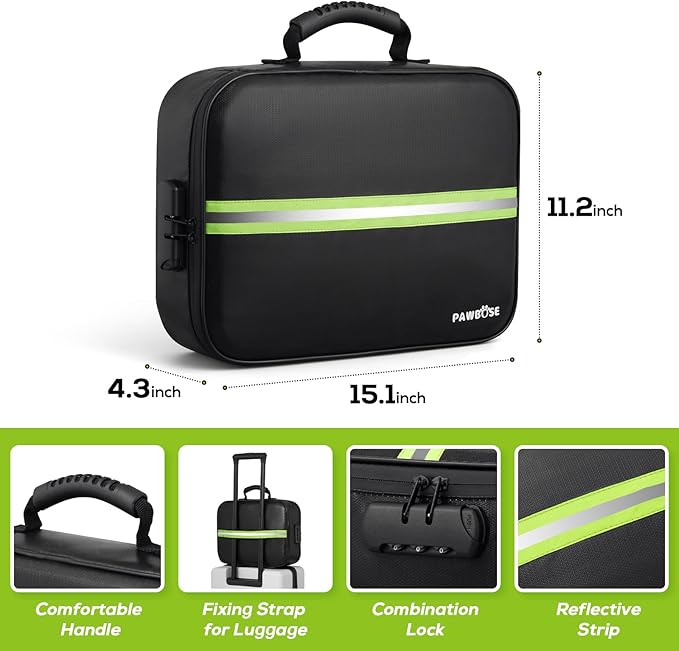 Fireproof Document Bag with Lock, Upgraded Fireproof, Heat Insulated & Waterproof Box for Document,Portable Storage for Home and Travel, Suitable for Document and Laptop