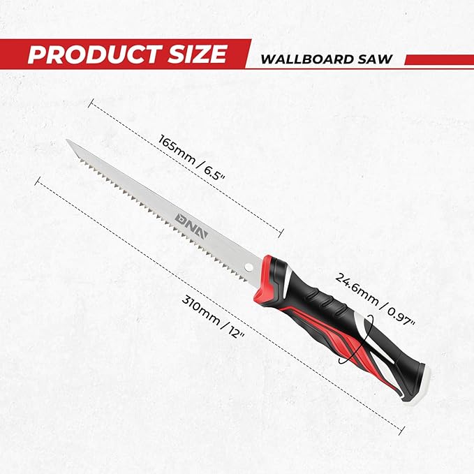 DNA MOTORING 6 in Drywall Wallboard Hand Saw, Bi-Ground Teeth Jab Saw, Faster Cutting Handsaw for Drywall, Wallboard, Plywood, PVC, TOOLS-00588