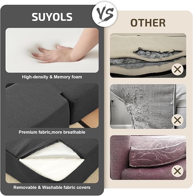 2-in-1 Folding Sofa Bed with Pillow - Folding Chair Floor Couch & Sleeping Mattress - Washable Cover & Memory Foam Sleeper Chair for Living Room/Guest Room/Apartment/Loft, Dark Gray