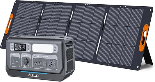 ALLWEI LiFePO4 Portable Power Station 2400W(Surge 4800W) with 1x 200W Solar Panel Included, Fast Charge in 1.5H, 4 AC Outlet, 2048Wh Solar Generator for RV Camping Emergency Outdoor Home Use