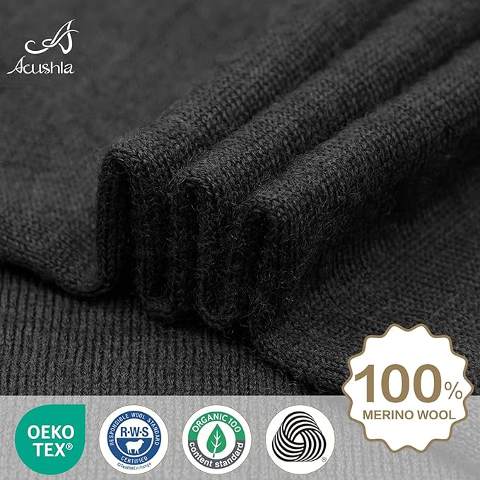 ACUSHLA 100% Merino Wool Neck Gaiter Ski Face Mask Scarf Neck Warmer for Men & Women All Weather