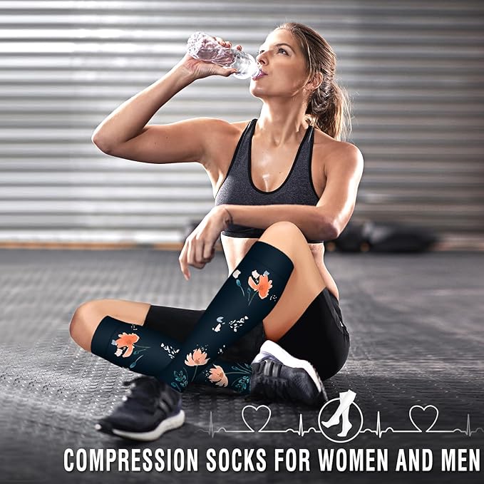 6 Pack Copper Compression Socks for Women and Men Circulation-Best Support for Medical, Running,Nursing,Athletic