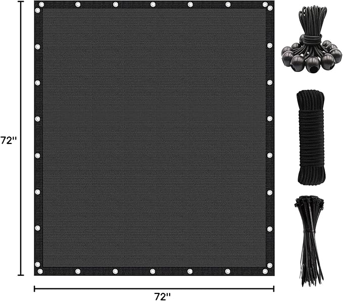 Artpuch 90% Sun Shade Cloth, 6 x 6 FT Pergola Shade Cover Canopy with Grommets, Sun Screen Fabric Tarp for Patio, Outdoor, Garden, Backyard, Dark Grey