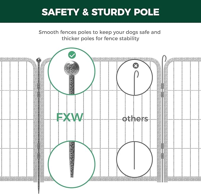 FXW Garden Fence with Door, 24in(H) x 90ft(L) 48 Panels Dog Fence Outdoor for The Yard - Heavy Duty Metal Fencing Tall Animal Barrier for Dog and Rabbit, Easy Assemble