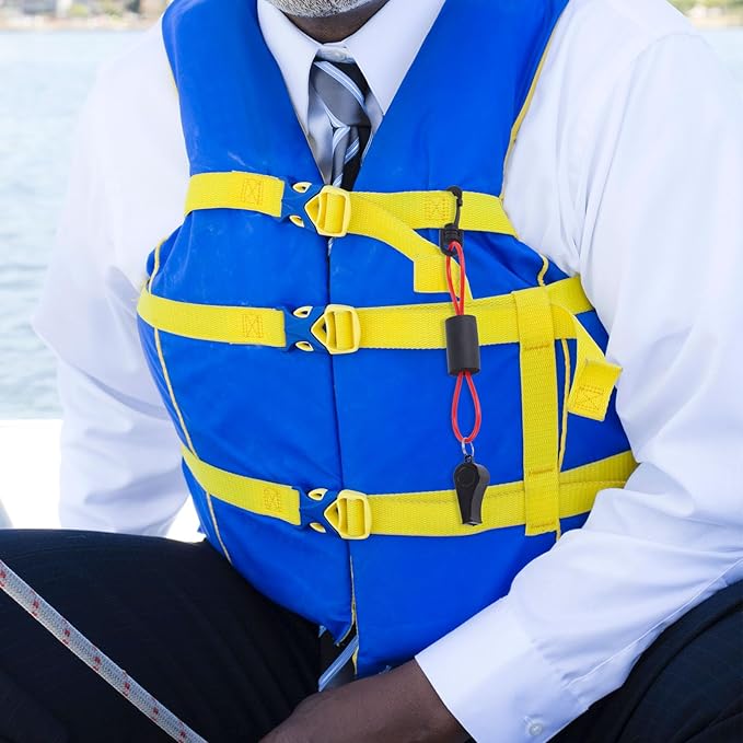 Boat Whistle with Lanyard, Loud Blast Survival Safety Whistle Emergency Accessory for Kayaking Camping Hiking Lifeguard Rescue Gear