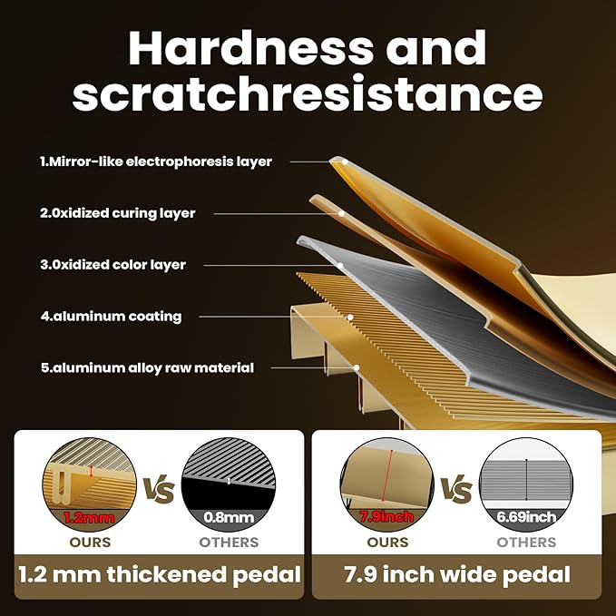 HillhutApex 2 Step Stool, Aluminum Foldable Step Ladder, Lightweight Stable Stool with Wide Non-Slip Pedals, 330lbs Bearing Capacity Ladder for Office,Home,Kitchen - Gold