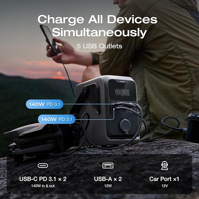 EF ECOFLOW Trail 300 DC Solar Generator with 110W Solar Panel, 288Wh LiFePO4 Power Bank, Power Station, for Camping, Travel, and Emergency Power