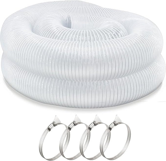 JUYO VONSAN 3 inch Dust Collection Hose 30ft 3” Flex Heavy Duty Clear PVC Debris Dust Collector Hose With Clamps (3'' X 30ft)
