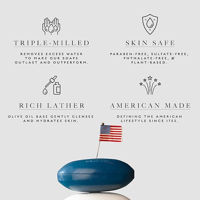 Caswell-Massey LX48 Natural Bar Soap for Men, Moisturizing Body Soap Bar for All Skin Types, Made with Essential Oils & Plant-Based Formula for Soft Skin, Made in USA, 5.8 oz