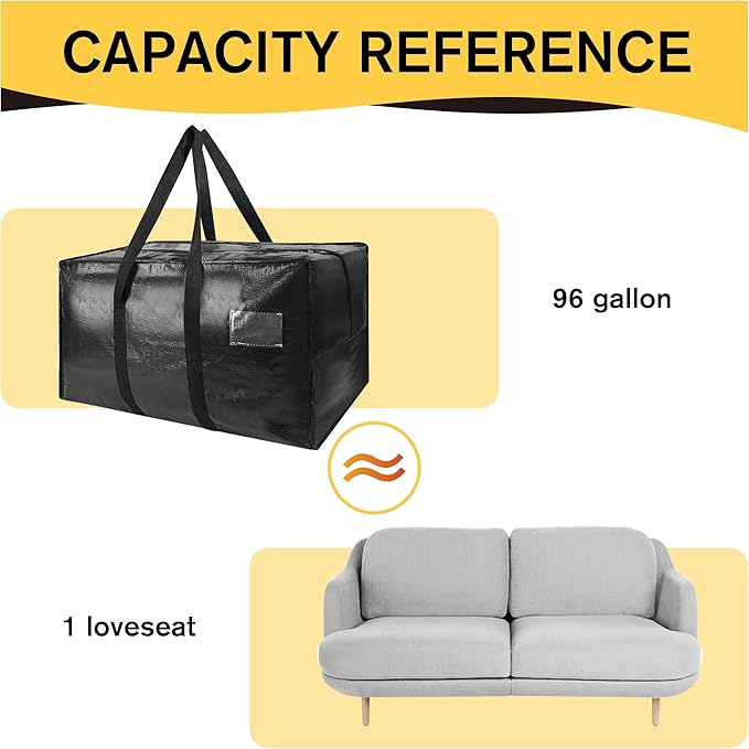 Heavy Duty Extra Large Moving Bags,96 Gallon Jumbo Packing Bags,Huge Moving Storage Bags with Strong Zippers & Carrying Handles,Reusable Big Moving Storage Bags for College Dorm Travel 1Pack