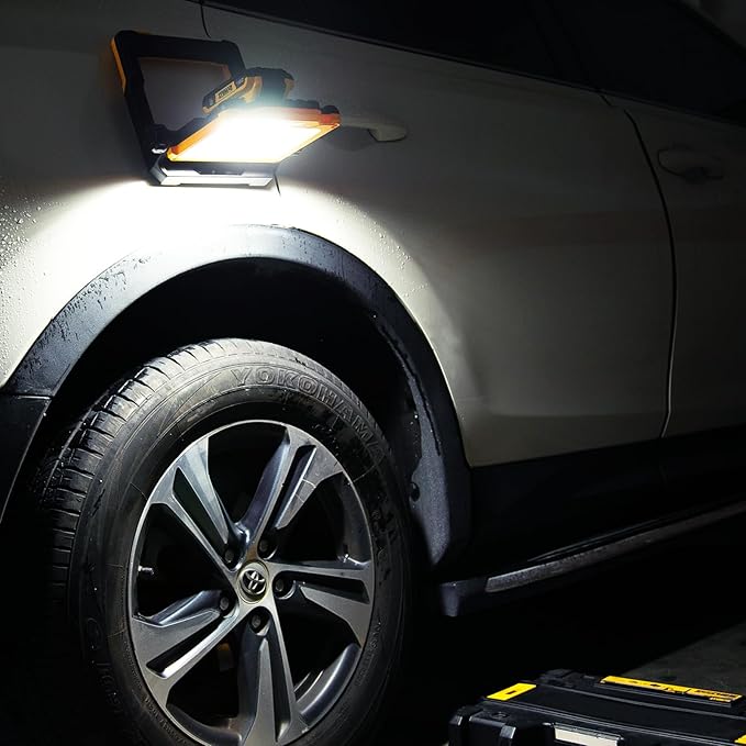 4000Lumens Work Flood Light Cordless Portable Rechargeable Led Work Lights with Magnet for Mechanic, Compatible with Dewalt 20v, Milwaukee,Makita 18v m18 Lithium Tool Battery, Black