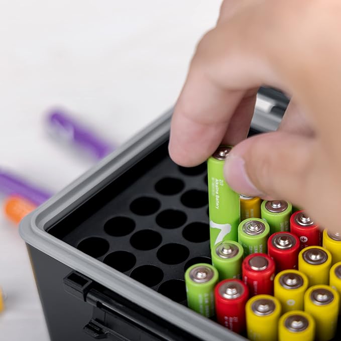 JJC 44 Slots AAA Triple A Battery Case Holder with Removable Battery Tester, Water-Resistant & Shockproof AAA Battery Storage Box Organizer