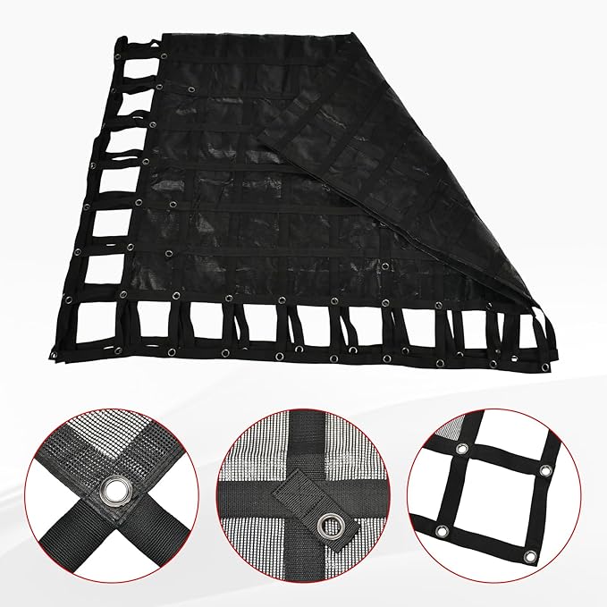 Heavy Duty 120" x 144" Truck Bed Cargo Net with Adjustable Cam Buckles & S-Hooks & Cross Strap,10' x 12' Cargo Net with 1500LBS Capacity for Pickup Truck Bed Trailer SUV Jeeps