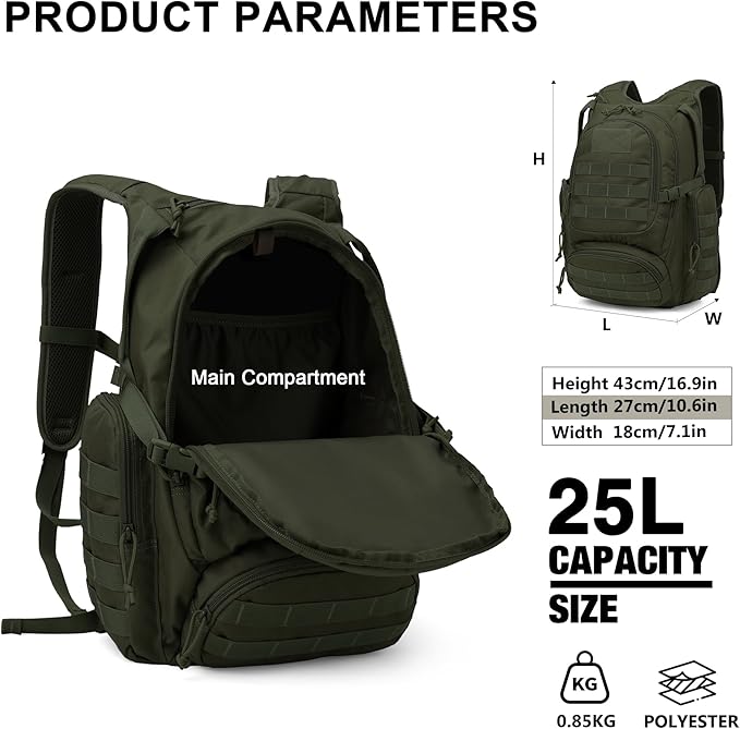 Mardingtop 25L Tactical Backpacks Molle Hiking daypacks for Camping Hiking Military Traveling Motorcycle