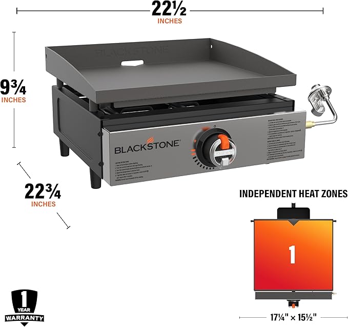 Blackstone 2142 Original 17” Tabletop Griddle with Low-Maintenance Stainless Steel Front Plate, Powder Coated Steel, Black