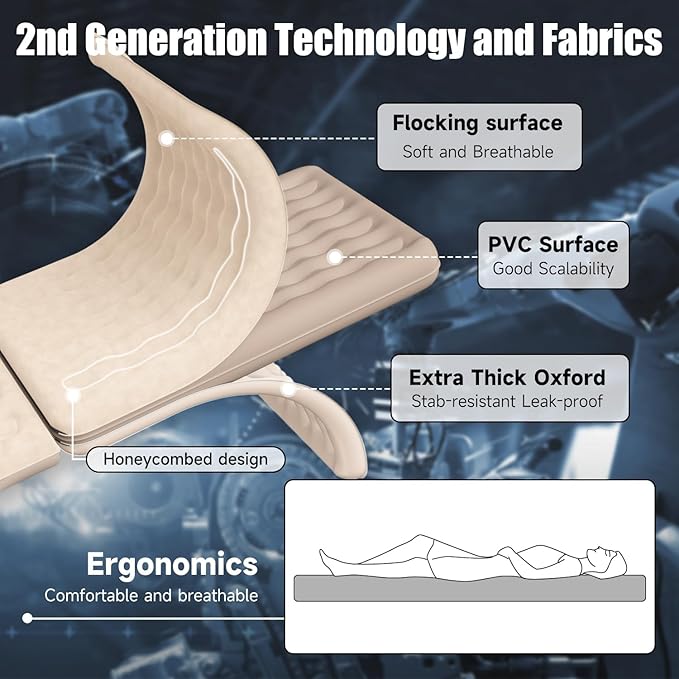 Car Air Mattress, Inflatable SUV Truck Air Mattress Back Seat Camping Bed Thickened Car Sleeping Pad for Travel, Car Bed SUV Mattress with Air Pump 2 Pillows