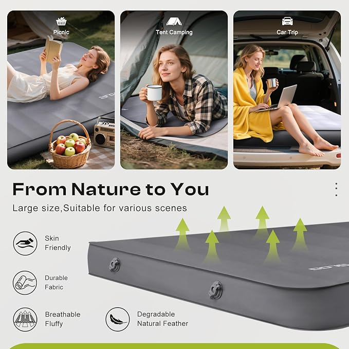 Self-Inflating Sleeping Pad with Portable Electric Air Pump, 4in Thick Memory Foam Camping Mattress for Tent Cot & Car Travel, Fast Inflate & Deflate Camping Pad