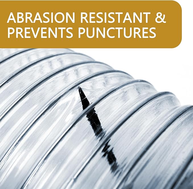 4" x 10' Dust Collection Hose, Puncture-Resistant, Flexible Clear PVC Collection Hose with Carbon Steel Wire Coil for Dust Collectors