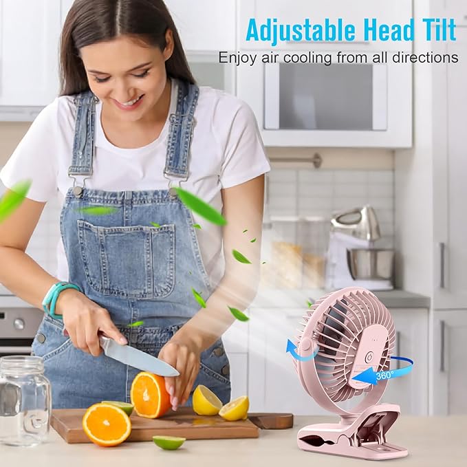 BESKAR Portable Clip on Fan Rechargeable, 4 Speeds Small Battery Operated Fans, USB Desk Fan with Strong Airflow, Sturdy Clamp Fans for Golf Cart Office Outdoor Travel Camping