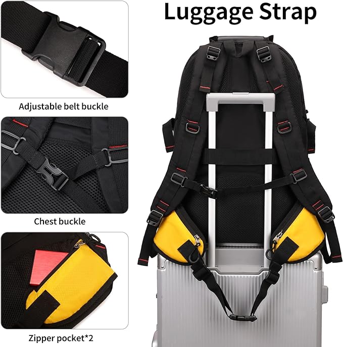 Nerlion 40L Hiking Backpack Travel Backpack for Men Women Camping Waterproof Outdoor Hiking Daypack Lightweight Backpack (Yellow)