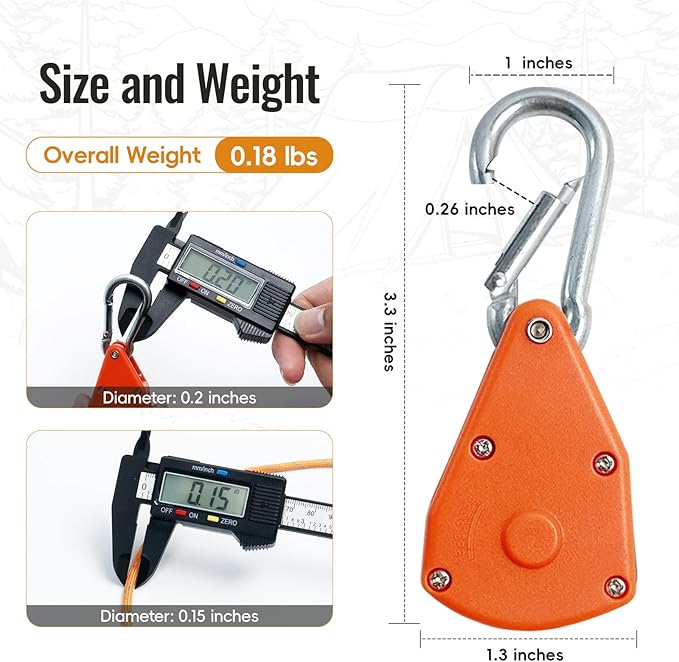 13ft Adjustable Outdoor Windproof Rope Ratchet Strap Tie Down Straps Small Mini Reflctive Paracord Rope Tent Hanger Grow Light Kayak 5/32" 4 Pack