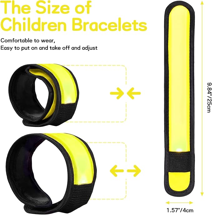 6 PCS LED Reflective Gear, LED Wristbands, LED Light Up Wristbands for Walking, Running, Jogging, Concerts, Sports, Camping, Sporting Events, Party, Rave Accessories