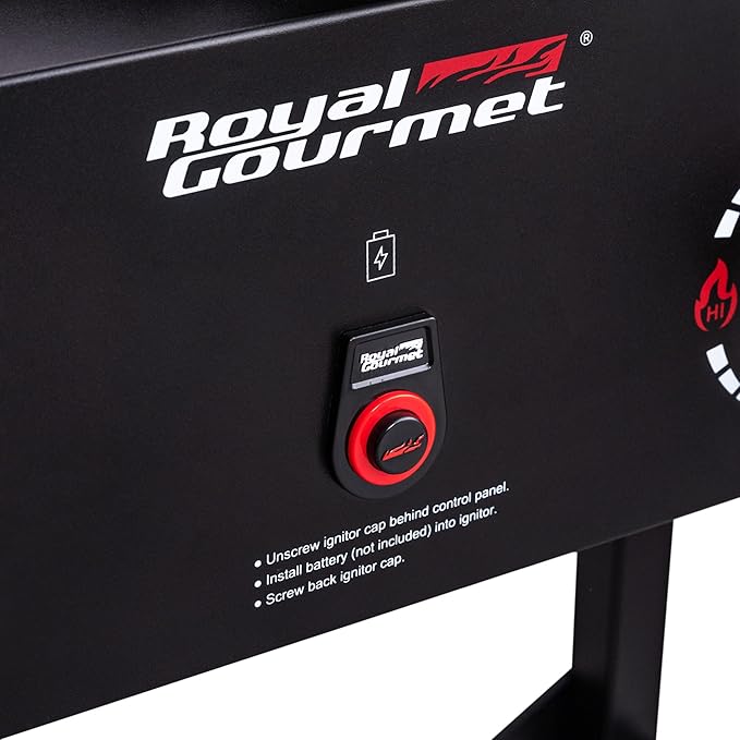 Royal Gourmet GD402 4-Burner Propane Gas Grill and Griddle Combo with Foldable Legs, 48,000 BTUs, Portable Griddle Grill Combo for Outdoor Cooking While Camping or Tailgating, Black