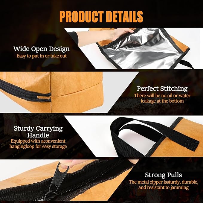 BBQ Blanket for Resting Meat, Barbecue Tool, Dad Gifts for Fathers Day, Meat Resting Blanket, Meat Resting Bag with Wide Mouth for Large Brisket/Beef/Turkeys, Gifts for Men (BBQ Blanket 22in)