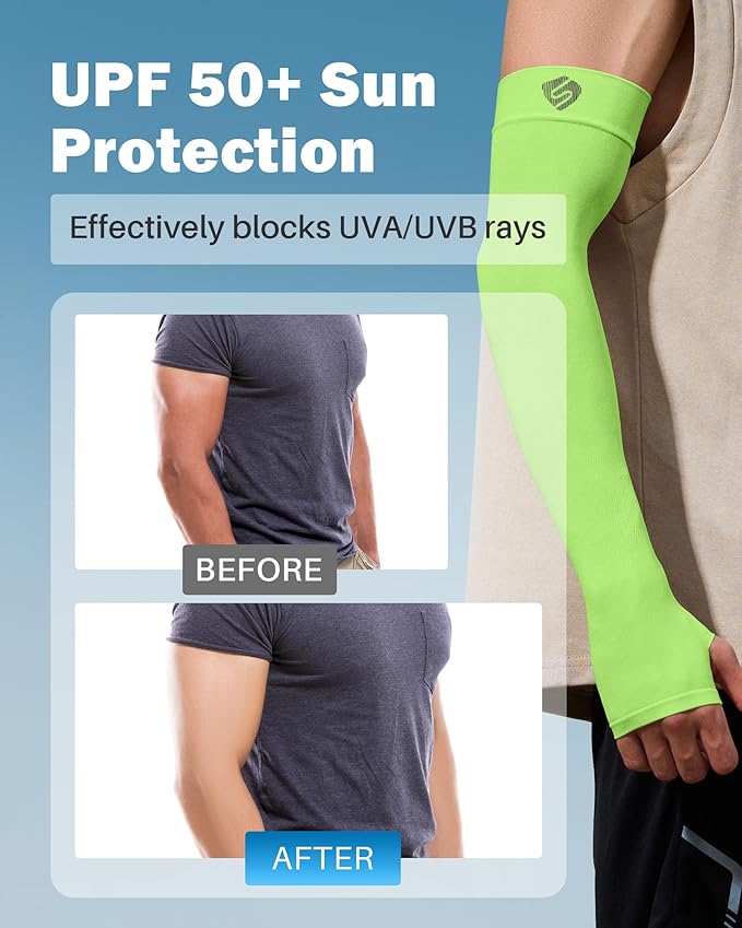 Arm Sleeves for Men Women UV Sun Protection Compression Arm Warmer Tattoo Cover Up, Sports Golf Cooling Sleeves