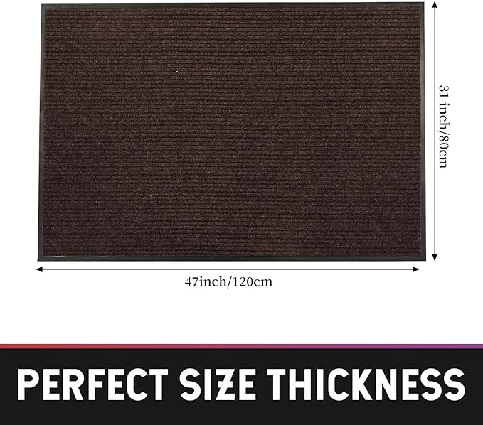 fani 2 PCS Heavy Duty Large Outdoor Indoor Entrance Doormat Brown Waterproof Low Profile Entrance Rug Front Door Mat Patio Anti-Skid Rubber Back, 31x47 inch (Brown)