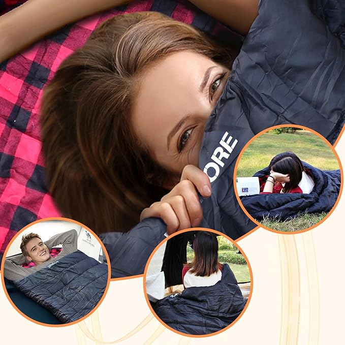 0 Degree Sleeping Bag 100% Cotton Flannel XXL Cold Weather Winter Oversized Sleeping Bag for Adults Camping Zero Degree Big and Tall with Compression Sack