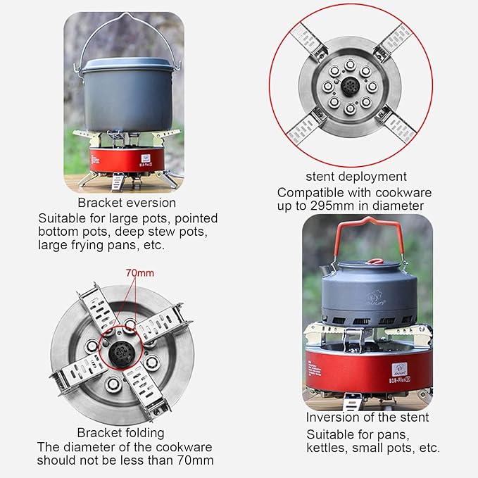 Bulin AirOka B18 Puls 23800W Alloy Portable Picnic Camping Stove Windproof Design Gas Cooking Burner with Piezo Ignition and Carrying Case Foldable Stove for Outdoor BackpackingHikingPicnicCar