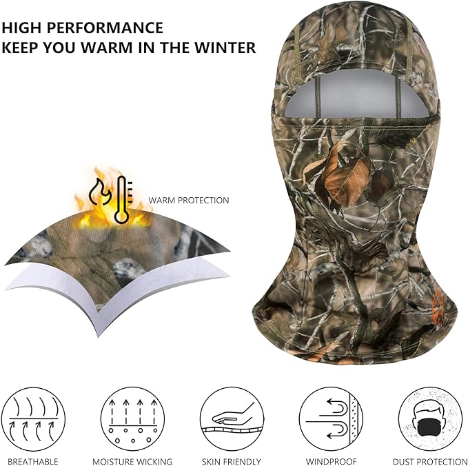 BASSDASH Winter Balaclava Fleece Ski Mask Ninja Hood Neck Warmer Fishing Hunting