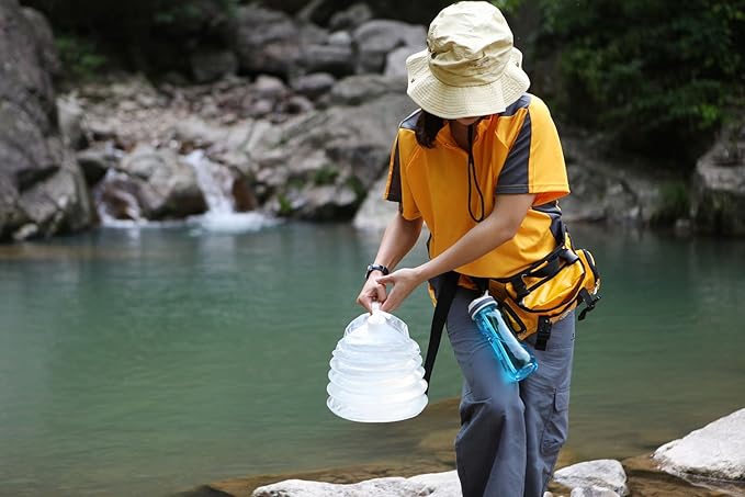 AceCamp Accordion Jerrycans, Collapsible Water Container, Drinking Water Carrier Jug with Spigot, Food Grade PET, Camping, Hiking, Backpacking, Outdoor, Flat Convenient Storage (15 Liter)