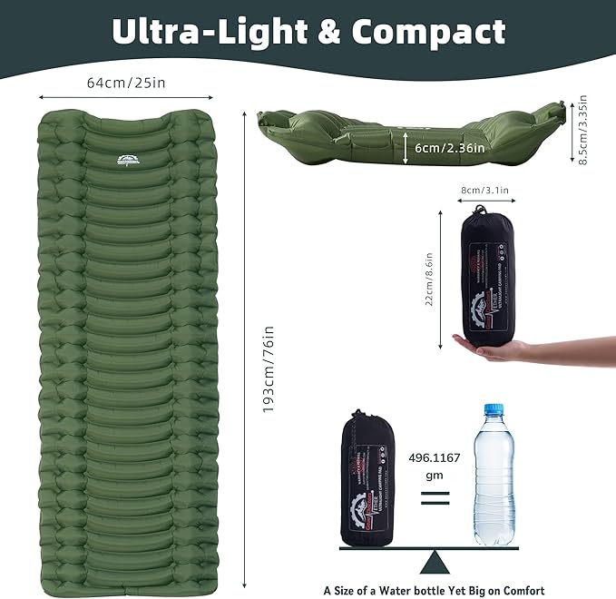Gear Doctors Camping Pads Self Inflating Ultralight Apollo air 4.3-5.2 R Insulated Camping mats 1.5-3.3 in Must Haves Inflatable Foam air Sleep mat self Inflating air Mattress for Camping cot