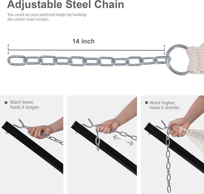 Double Hammock with Stand Included, Portable Hammock with Curved Spreader Bar, Pillow and Carrying Bag, 450 Lbs Capacity, Grey Pattern