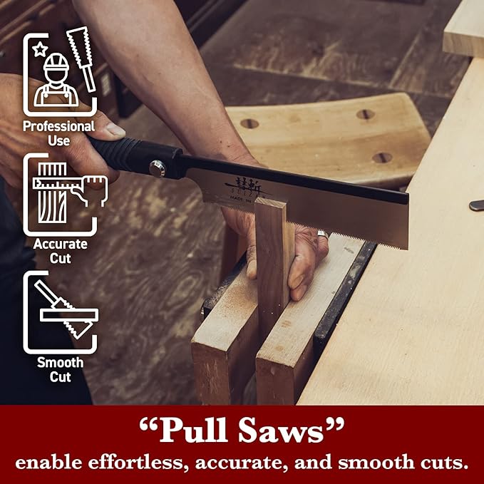 SUIZAN Dozuki Dovetail Saw 7" Rip Cross Angle Cut - Professional Japanese Pullsaw Handsaw Woodworking Tools