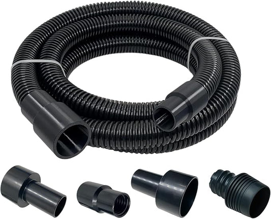 Dust Collection Hose Kit with 5 Fittings and Reducer Connects 2-1/2" and 2-1/4" ID for Woodworking Power Tools Home and Wet/Dry Shop Vacuums