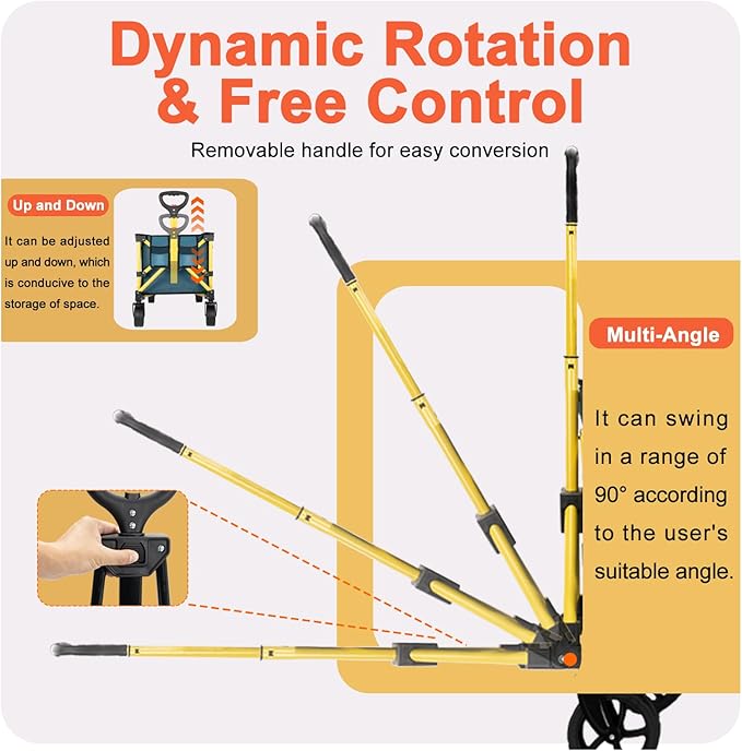 Collapsible Wagon Cart with Wheels, Heavy DutyFoldable Wagon Cart with 230lbs Weight Capacity, UtilityBeach Wagons Portable for Outdoor, Grocery, Camping,Shopping, Green