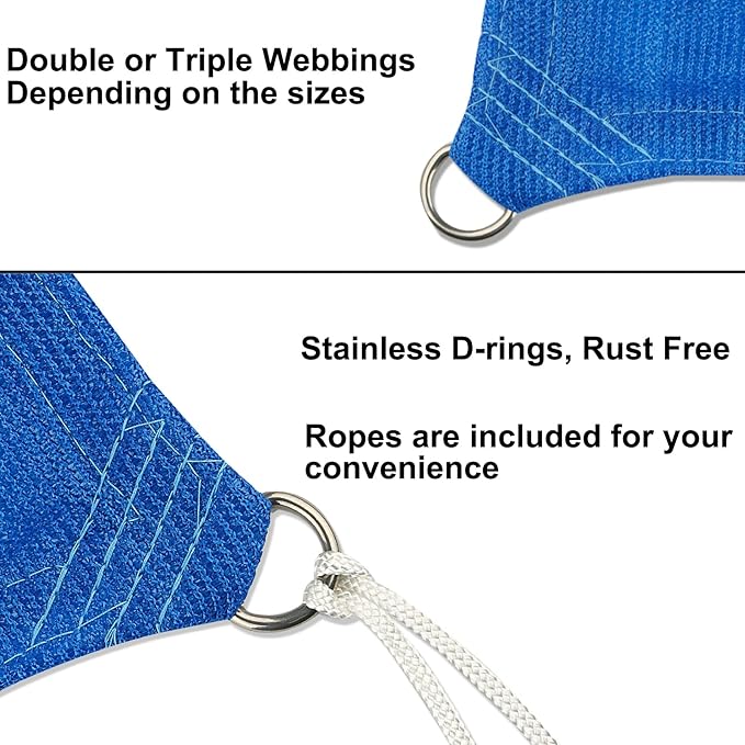 12' x 25' Blue Outdoor Sun Shade Sail Canopy ??UV Resistant Permeable Awning Fabric for Patio, Garden, Backyard, Pergola, Carport, Lawn Shelter Cover