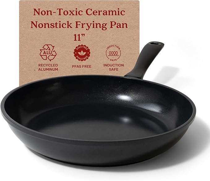 Alva Energy 11" Premium Ceramic Nonstick Frying Pan - PFAS/PTFE-Free Non-Toxic - Fast Even Heating - Stay-Cool Handle - Lightweight & Dishwasher & Induction Safe - Back