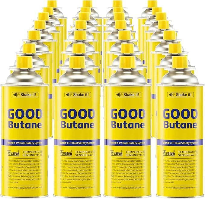 8oz Butane Fuel Canisters Cylinders with Dual Safety System (28 Pack)