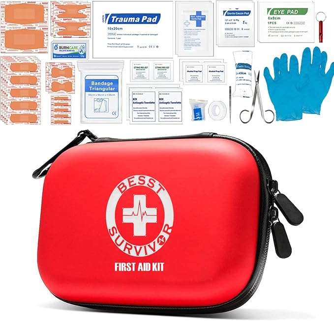 Mini Durable First aid kit -Small Hard Shell Medical Kit for Home, Businesses -Waterproof EVA Emergency First Aid Supplies -Perfect for Boat, Sports, Car, Hiking, First Aid Kit Bag, Survival kit