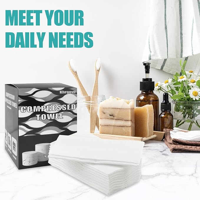 200PCS Compressed Towel Tablets Mini Disposable Compressed Towel Tablets，Bulk Coin Tissues，Disposable and portable face towels suitable for travel, Camping, Sports, Beauty Salons, Home use