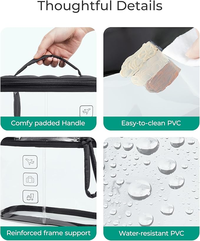 BAGSMART TSA Approved Toiletry Bag, Clear Makeup Cosmetic Bag Organizer, Quart Size Travel Bag for Toiletries, Carry-on Travel Accessories Essentials, 1 Pack-Pink