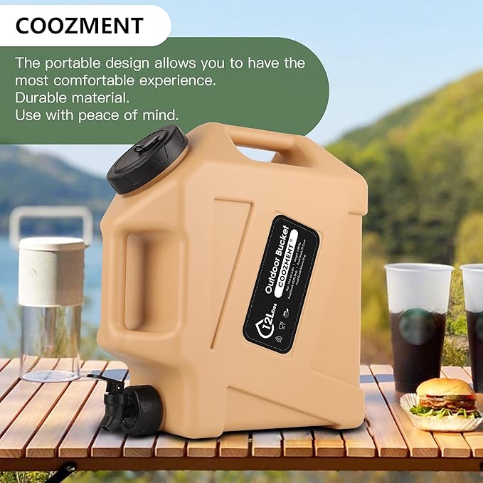 3.2 Gallon/5 Gallon Water Containers with Spigot, BPA Free Water Jug, Military Green Water Tank, Multifunction Water Storage Containers for Camping Outdoor Hiking,Emergency Stroage