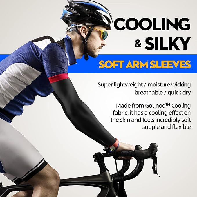 GOUNOD Sun Protection Cooling Arm Sleeves with Thumb Holes - Gardening Outdoors Sports Workouts Sunscreen Arm Sleeves