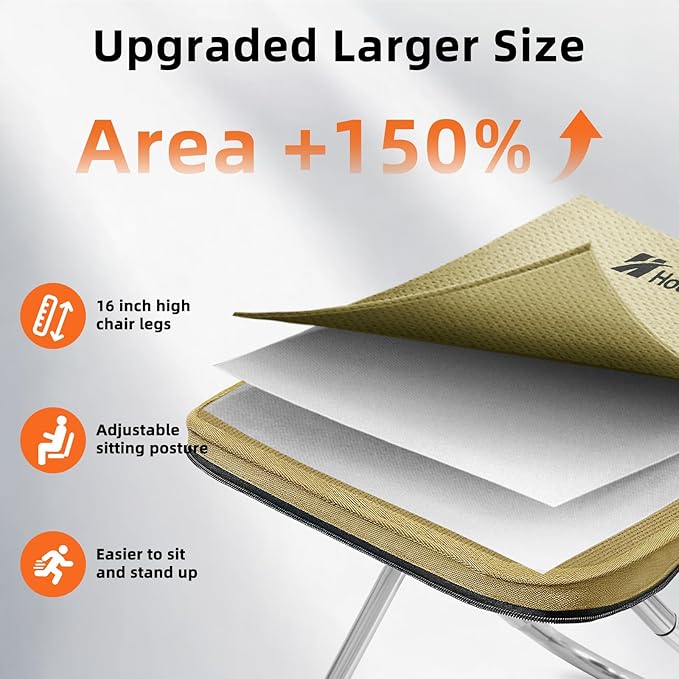 Camping Stool, 16in Tall Portable Folding Stool with Carry Bag, Upgraded Ultralight Chair with Roomy Seat for Adults, Holds 280lbs, Ideal for Hiking, Fishing, Outdoor Use, Brown