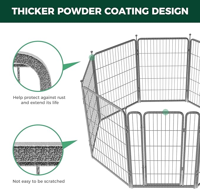 FXW Garden Fence with Door, 40in(H) x 72ft(L) 32 Panels Dog Fence Outdoor for The Yard - Heavy Duty Metal Fencing Tall Animal Barrier for Dog and Rabbit, Easy Assemble